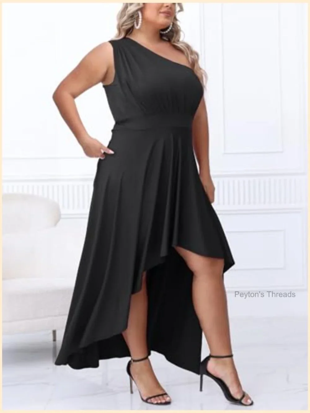 Plus Size One Shoulder Maxi Dress High Low Flowy Cocktail - Picture 4 of 7